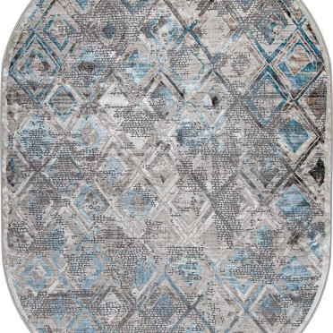 Геометрический ковер с ромбами 37910A OVAL BLUE FLS / BEIGE FL Roma