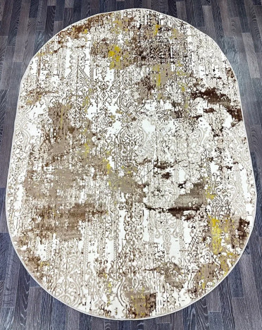 Ковер турецкий 0726A FAME овальный (Полиэстер, бежевый)