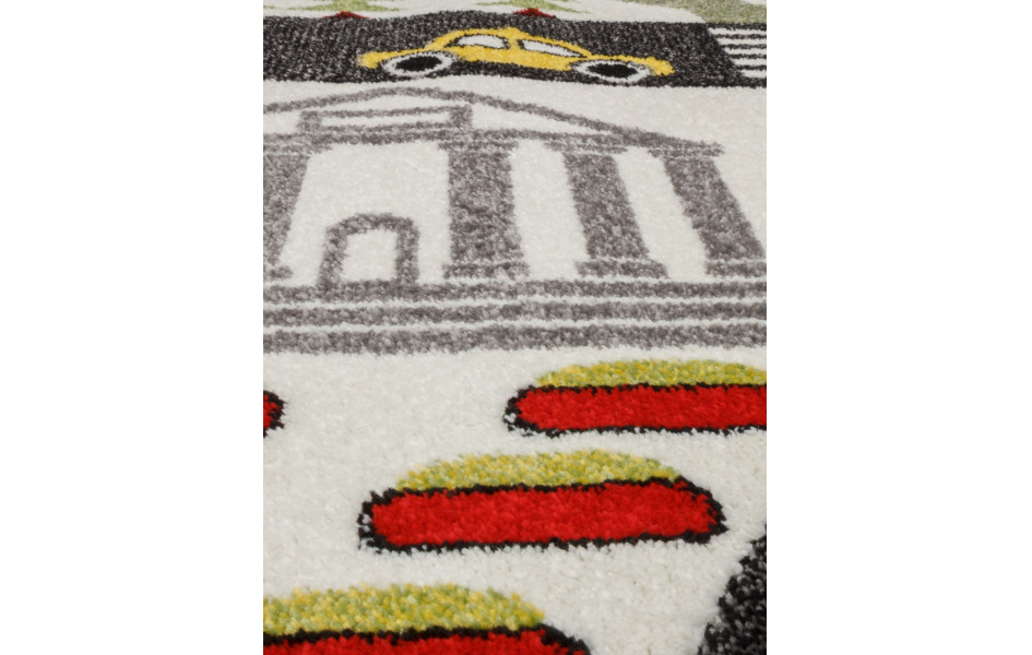 Российский детский коврик для мальчиков C070 - CREAM город с дорогами для машинок